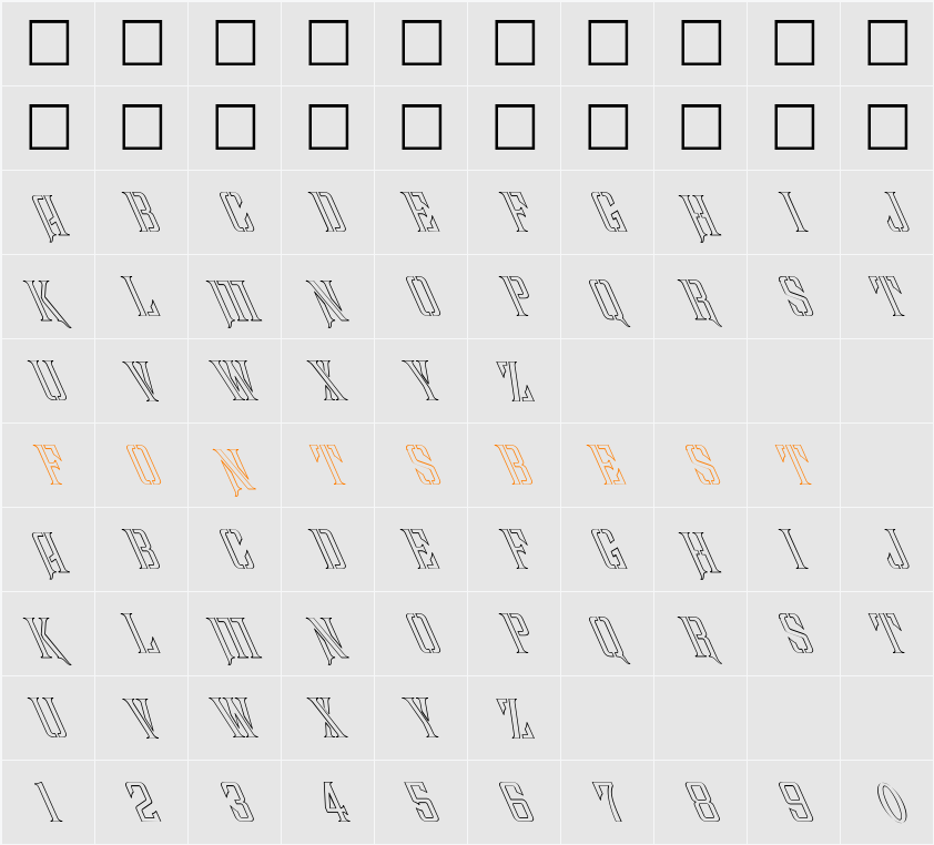 FZ BASIC 41 HOLLOW LEFTY Character Map