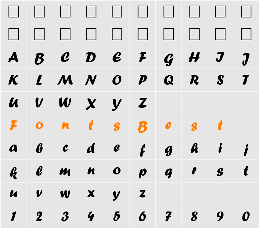 PT Dandelion Character Map