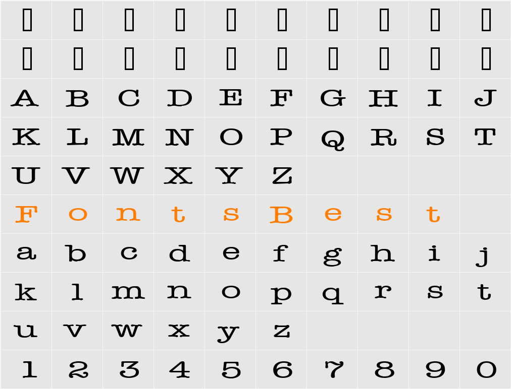 Headline Extended Character Map