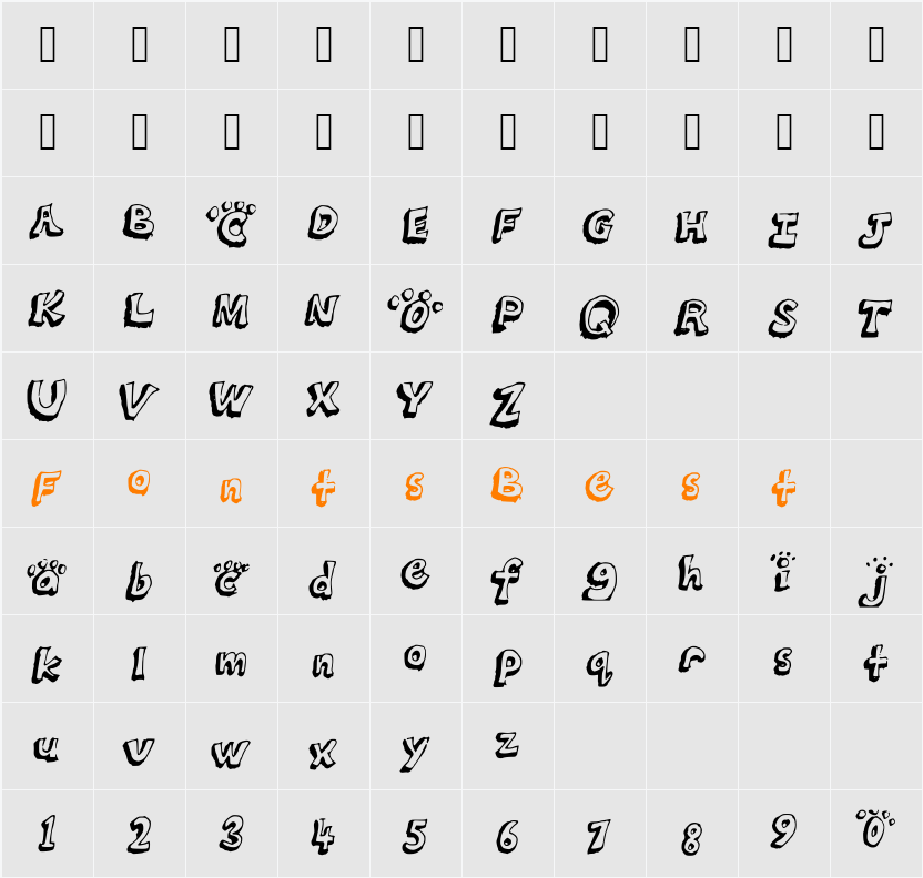 Puppy_paws Character Map