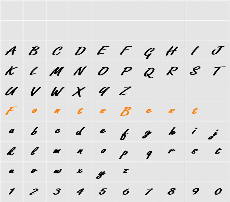 Freeport-Normal Ex Bold Character Map