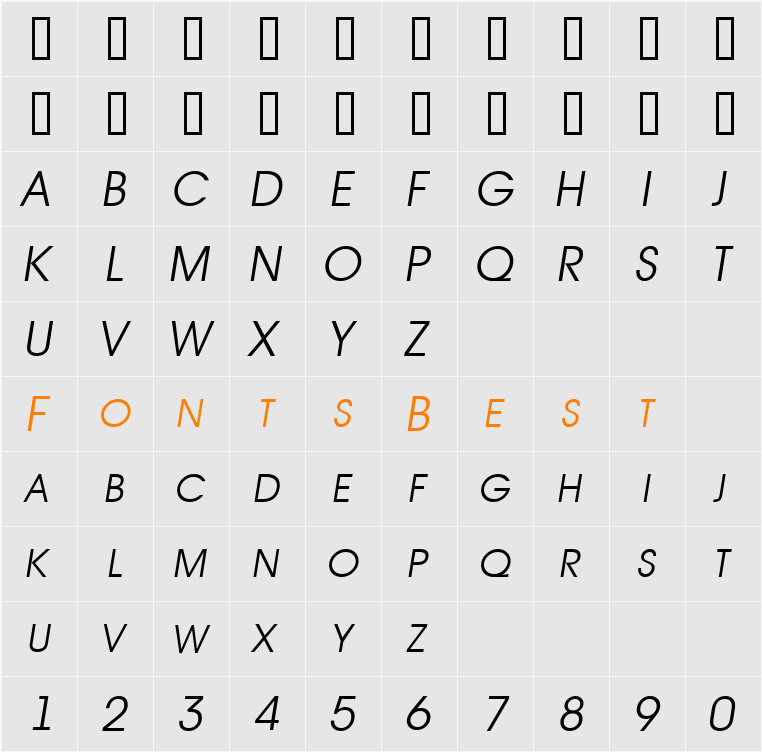 a_AvanteTitlerCpsUpC Character Map