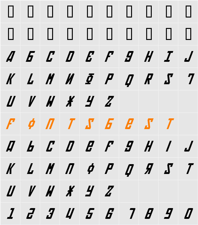 Soviet Italic Character Map