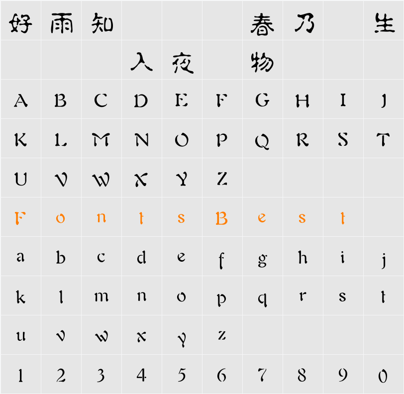HanWangGuIn Character Map