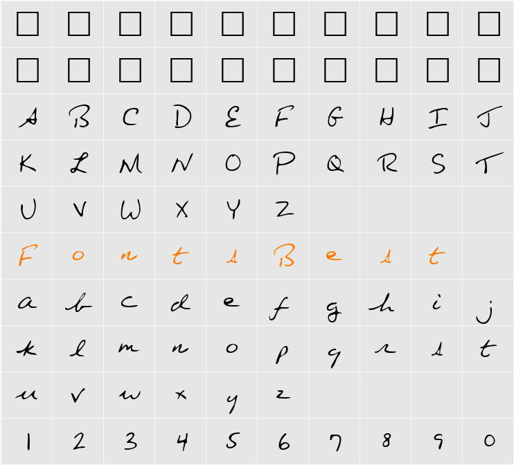 EdgertonsHand Character Map