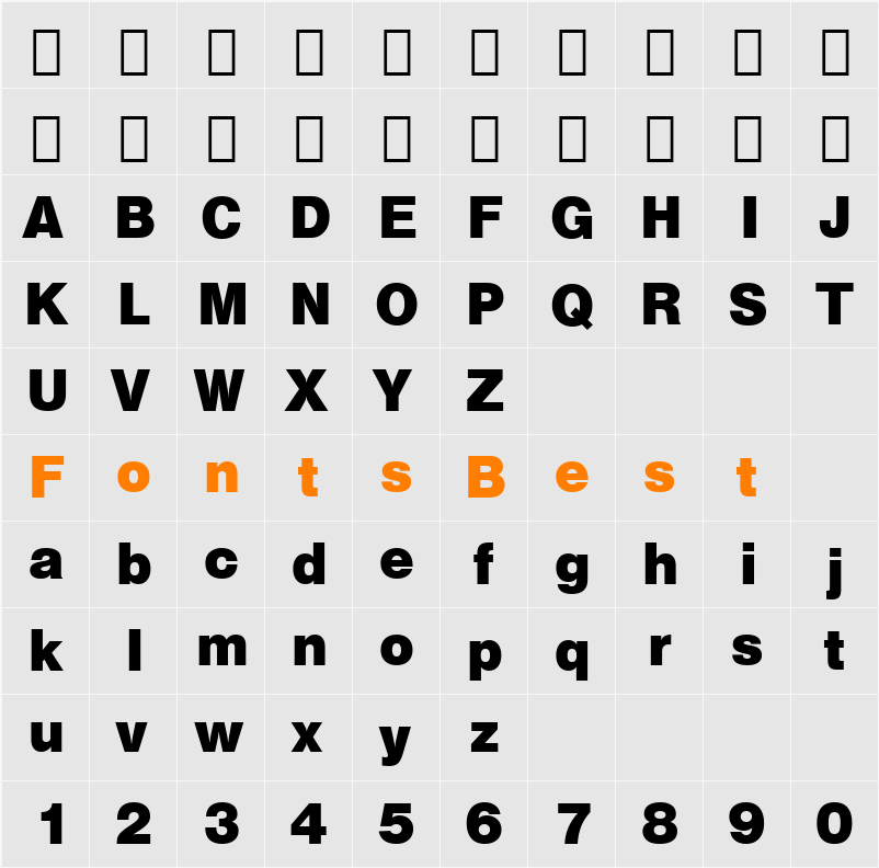 Swis721 Blk2 BT Character Map