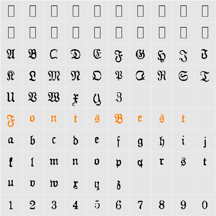 GF Gesetz Character Map