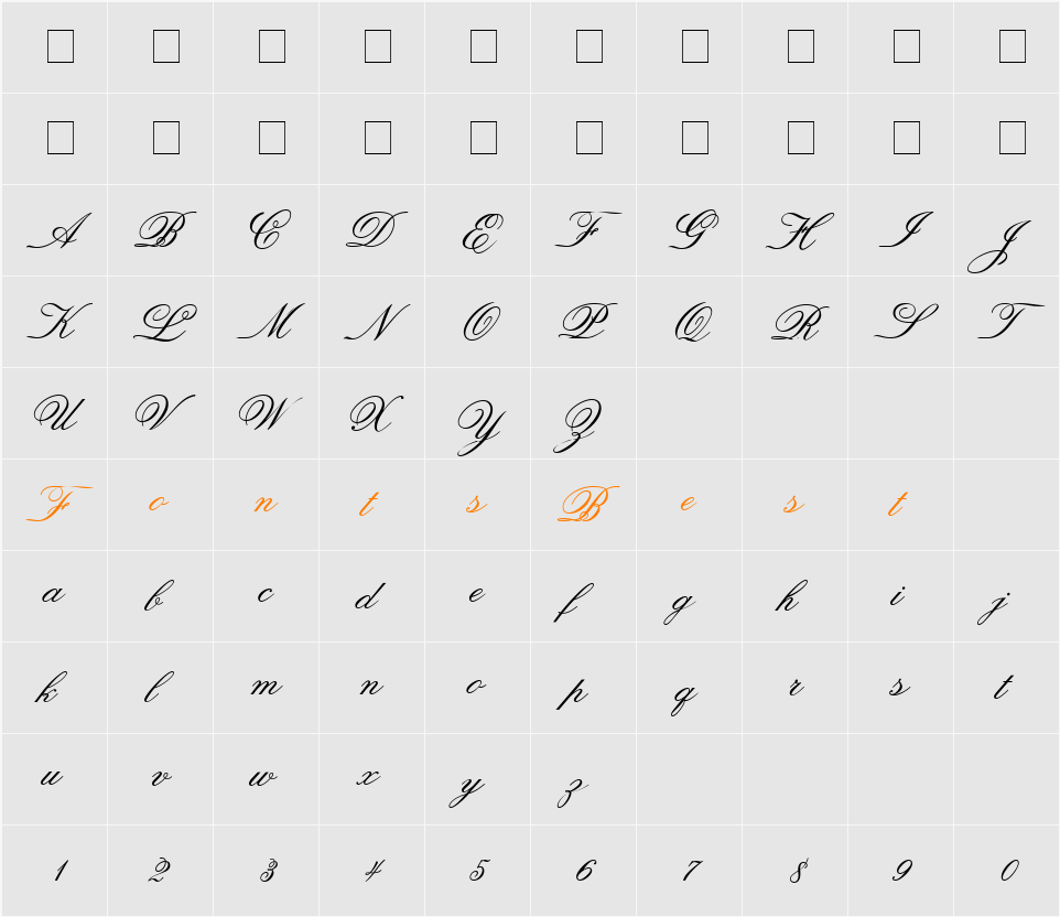 OPTIOldF Character Map