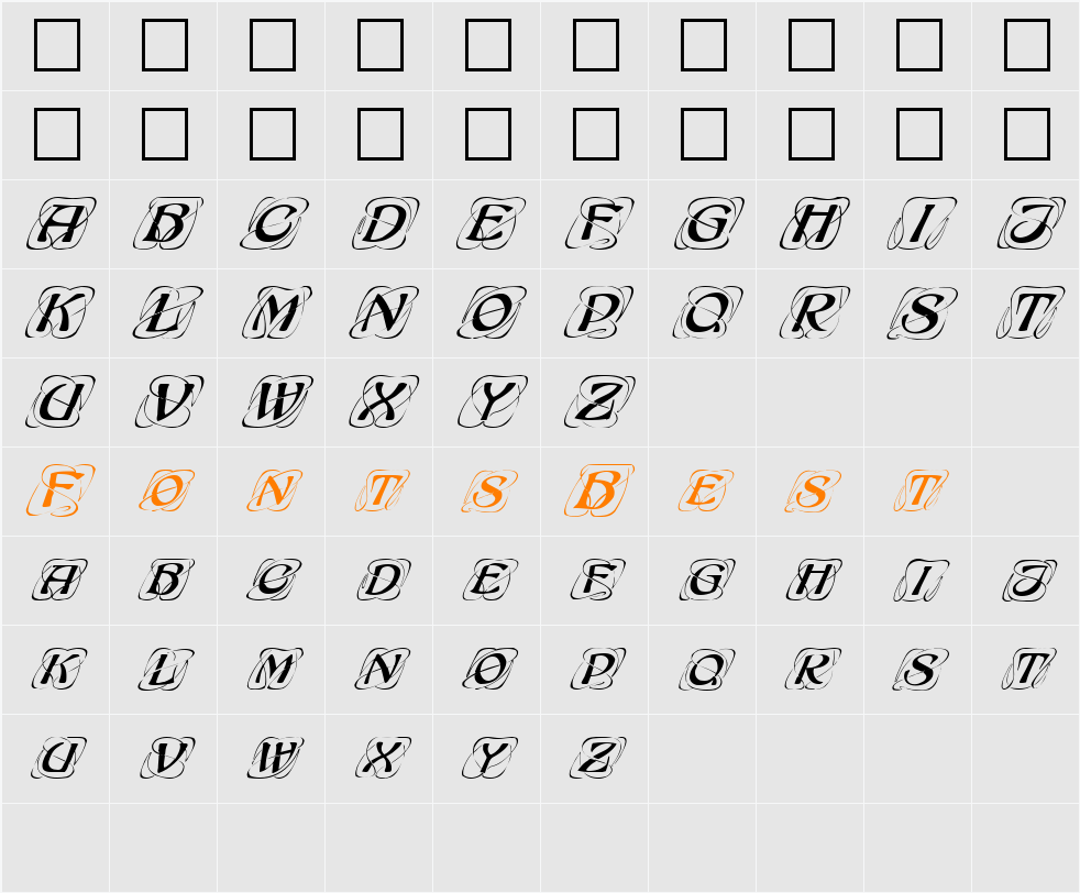 FZ BORDERS 11 ITALIC Character Map