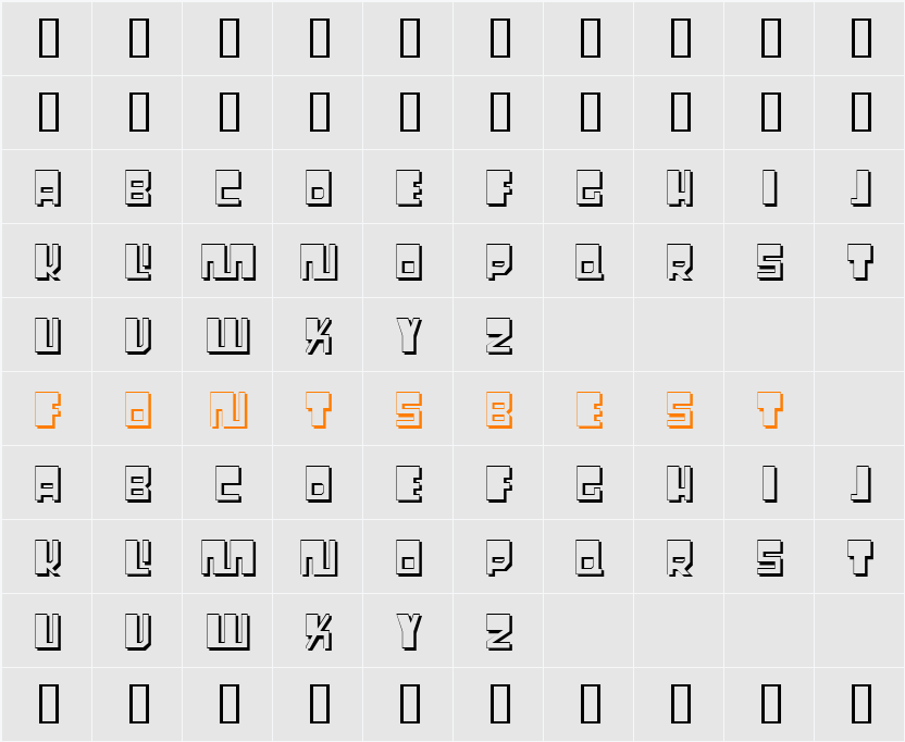 PachineShadow Character Map