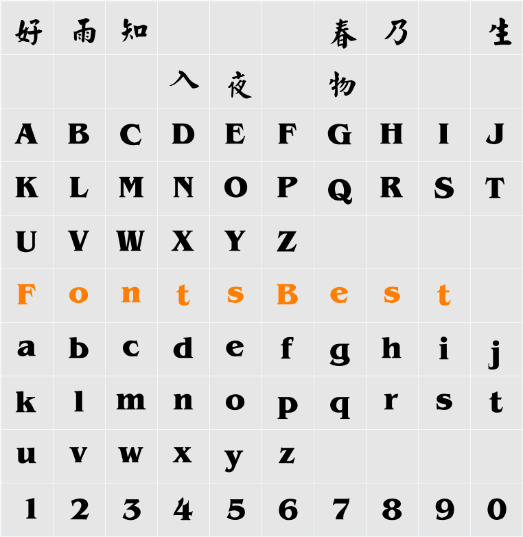 JetLink ThinMauKai Character Map