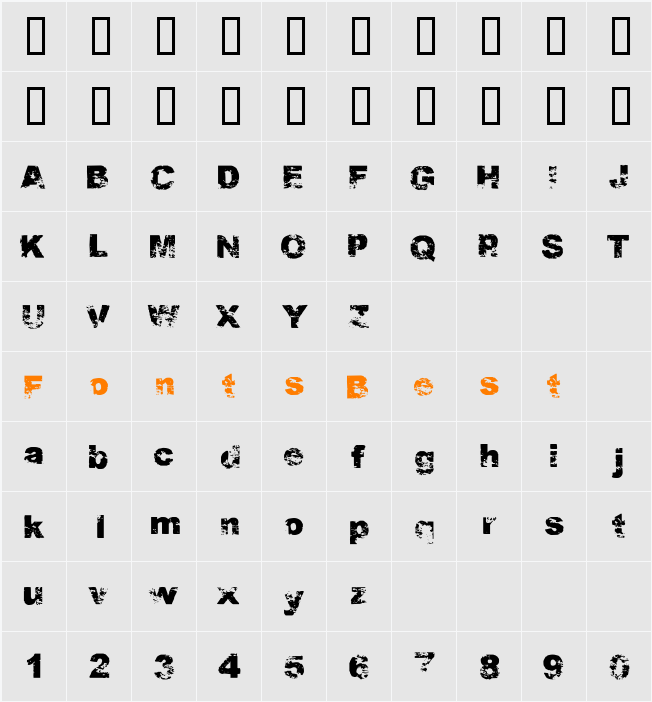 PDRPT Character Map