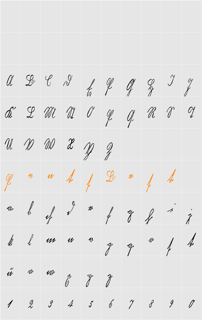 KurrentKupferstichThin Character Map