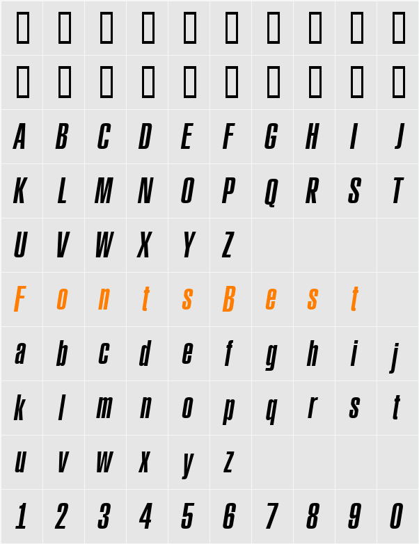 a_RubricaXtCn Character Map