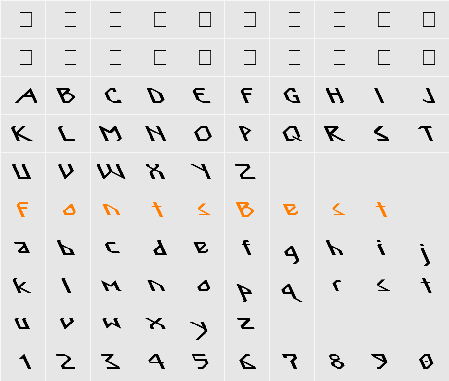 Nordic Ex Lefti Character Map