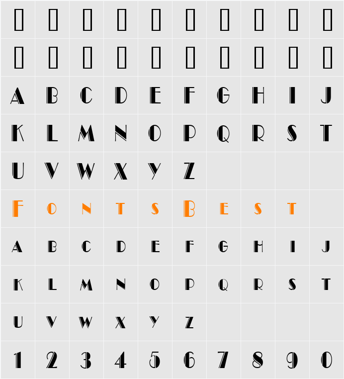 Brando Engraved Condensed Character Map