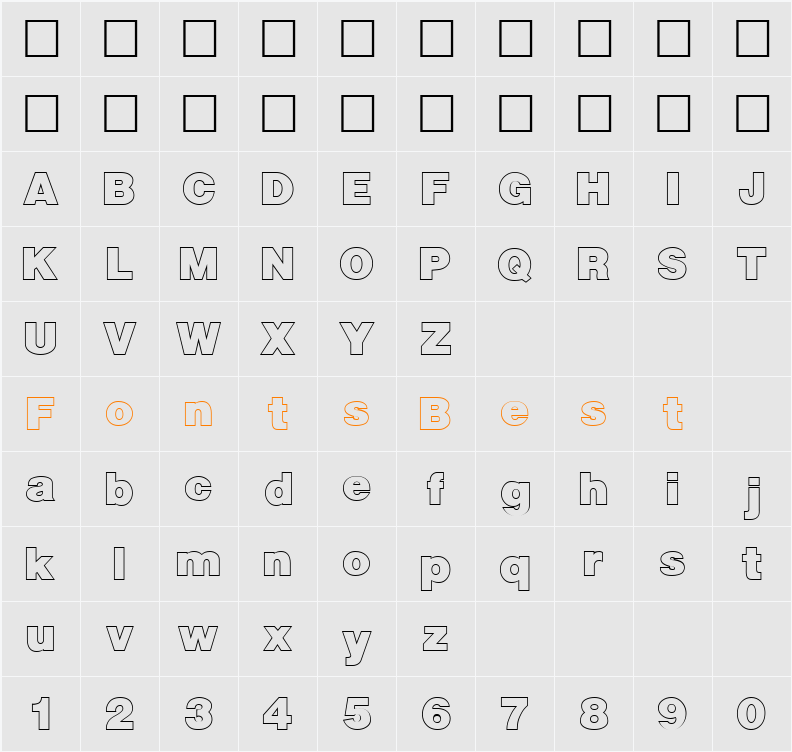 FZ BASIC 13 HOLLOW Character Map