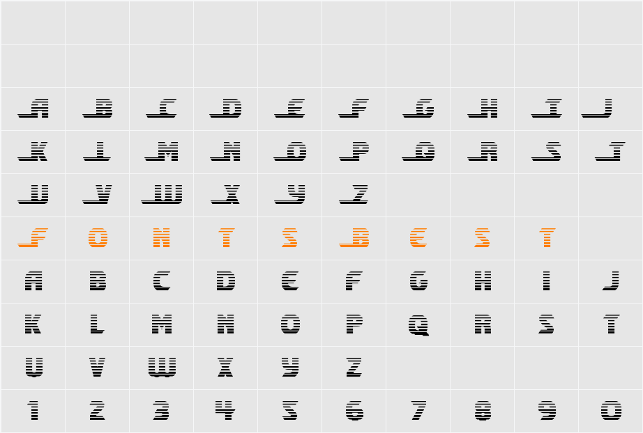 Shining Herald Gradient Character Map