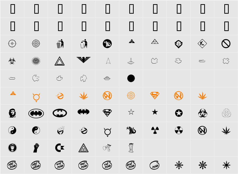 Devil inside Character Map