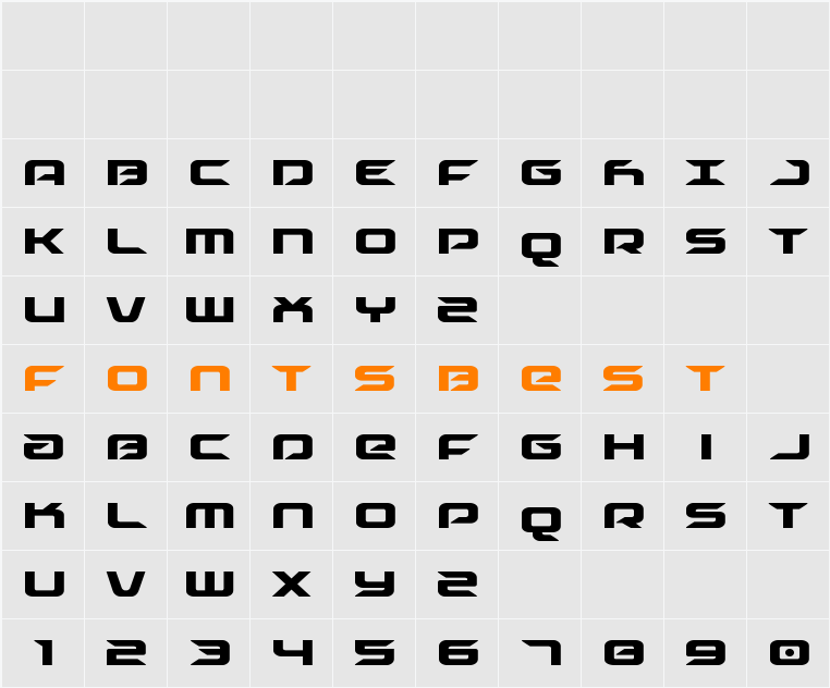 Drive Condensed Character Map
