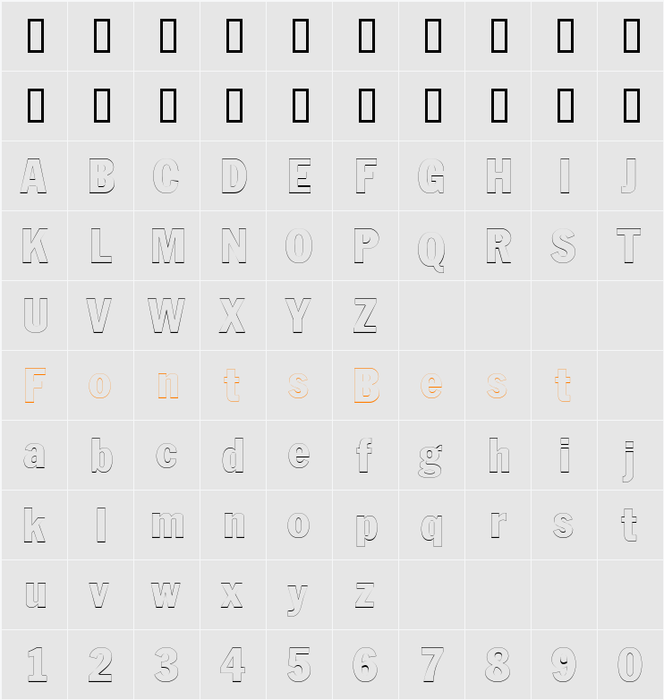 LibraryGothicHeavyOutline Character Map