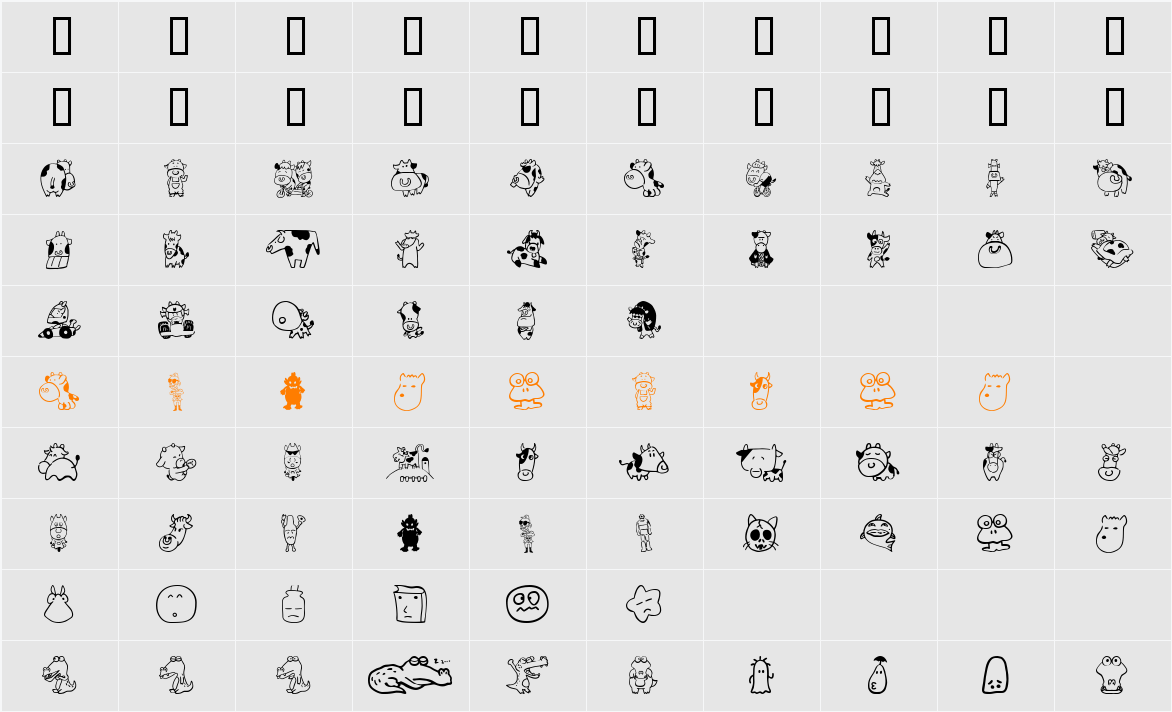 SakabeAnimal03 Character Map