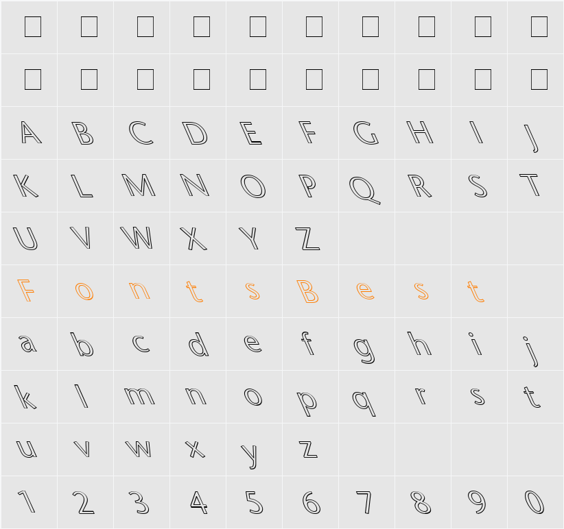 Sapir Sans Hollow Extreme Lefti Character Map
