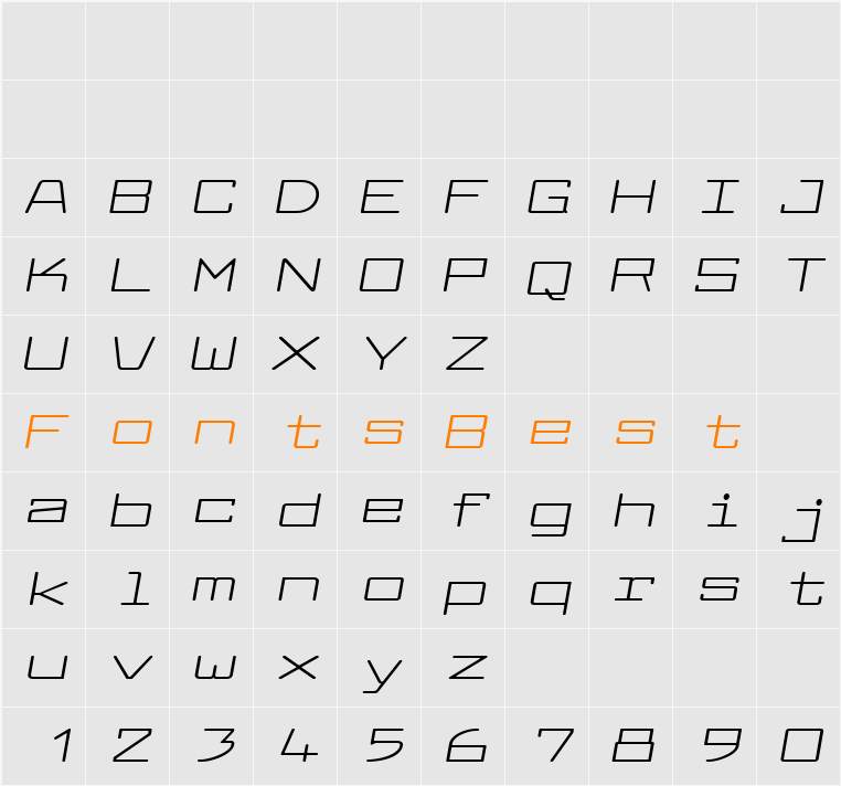 Larabiefont Xtrawide Character Map