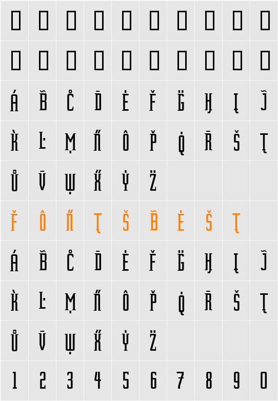 ForeignSheetMetal Character Map