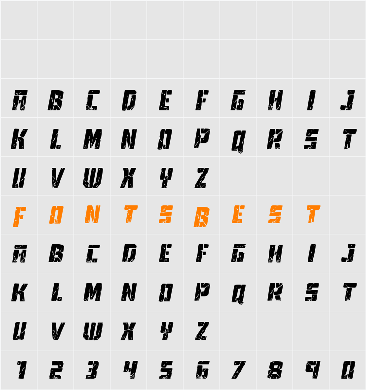 Tower Ruins Drop-Case Italic Character Map