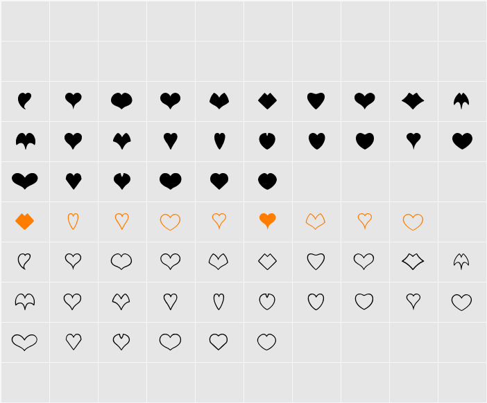 HEART shapes Character Map