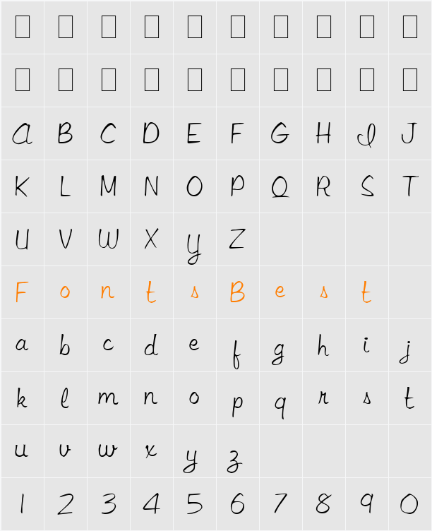 LibbyScript2 Character Map