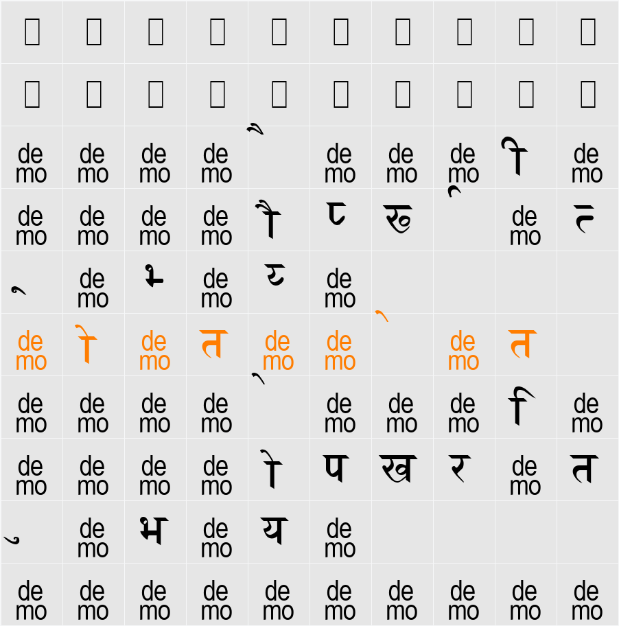 Marathi Saral-DEMO Character Map
