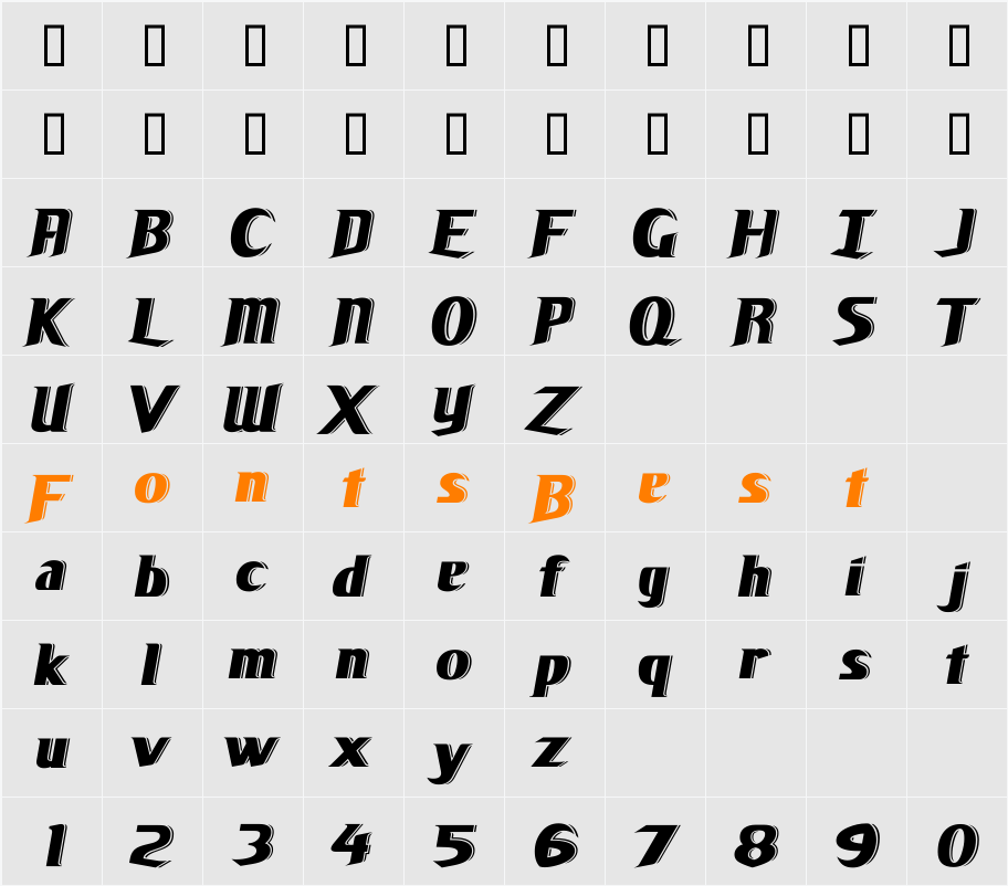 La Mesa Italic Character Map