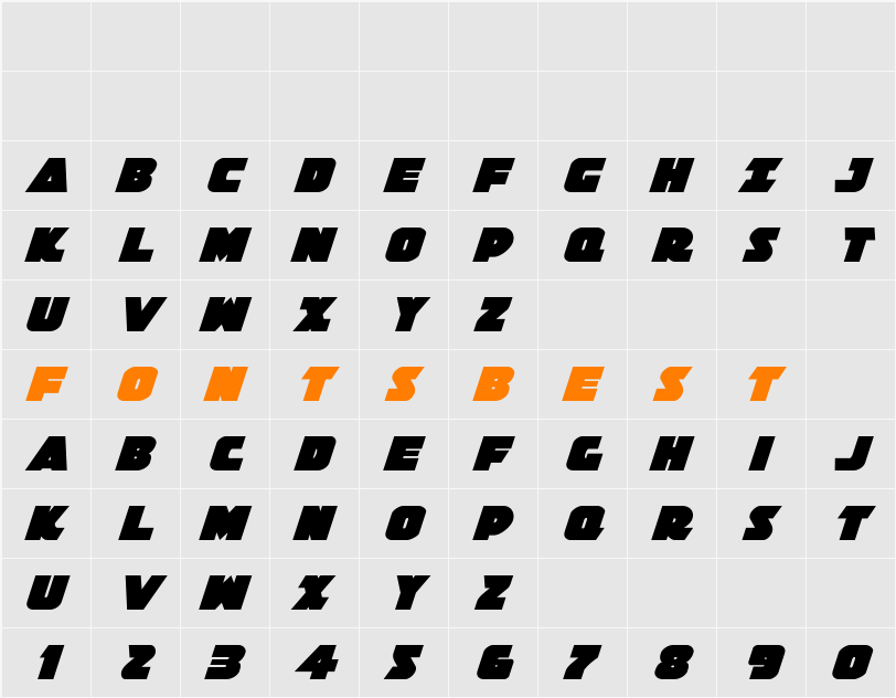 Jedi Special Forces Italic Character Map
