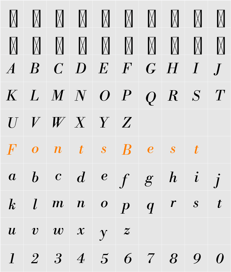 Libre Bodoni Character Map