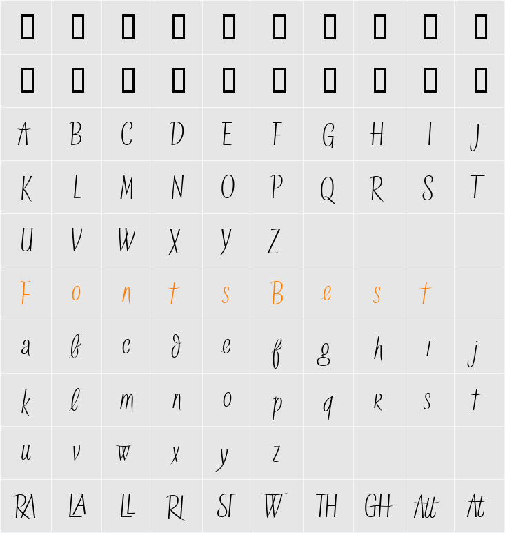Tisdall Script Expert Character Map