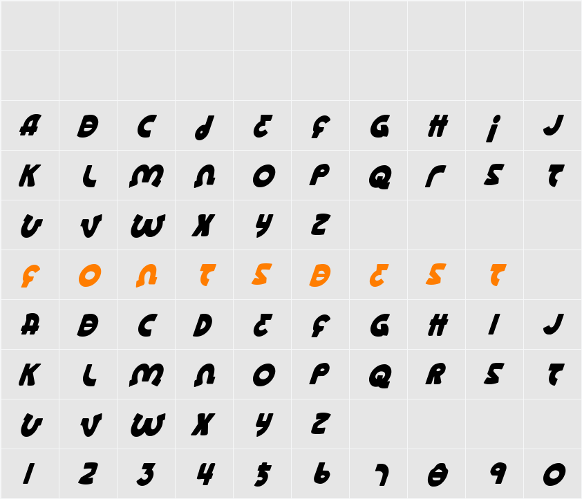 Lionel Condensed Italic Character Map