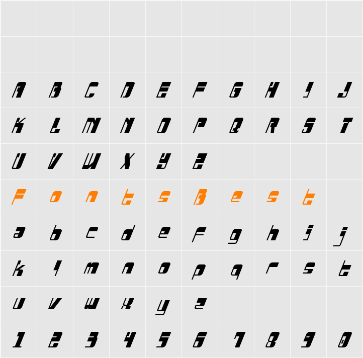 Drosselmeyer Condensed Italic Character Map