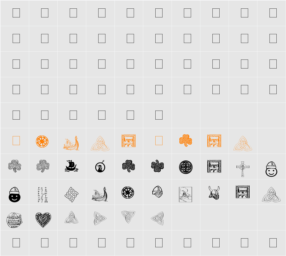 YY Norseman Dingbats Character Map
