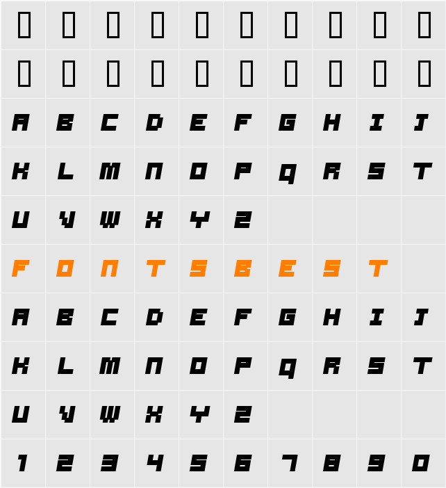 Samson Bold Oblique Character Map