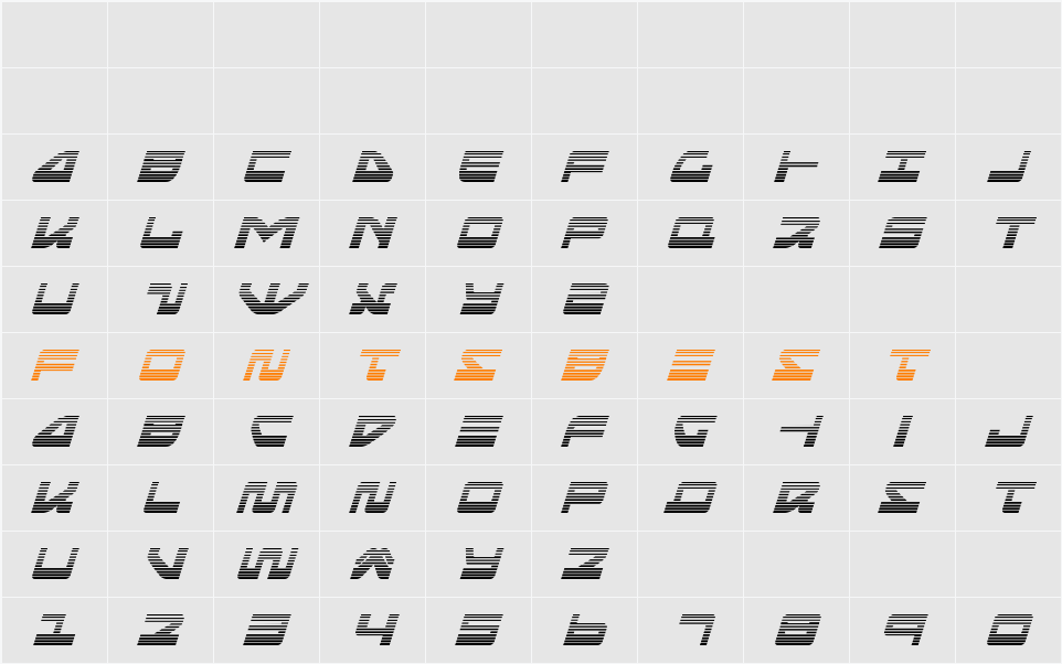 Searider Falcon Gradient Italic Character Map