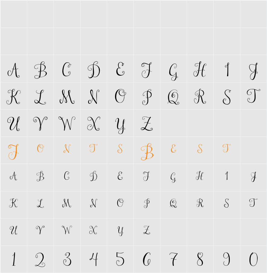 Janda Stylish Monogram Character Map