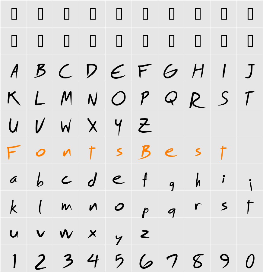 Royfont Character Map