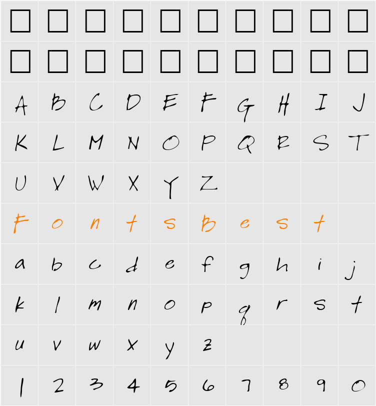 LEHN180 Character Map