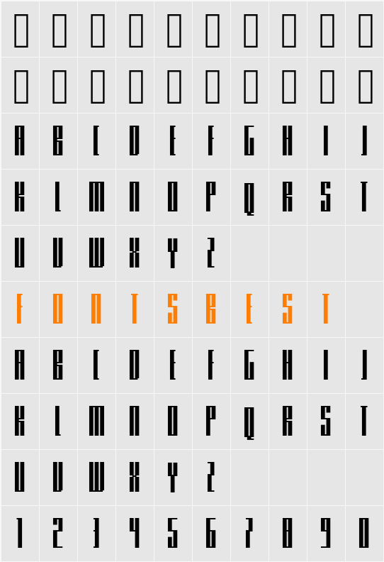 Knifer 300 Character Map