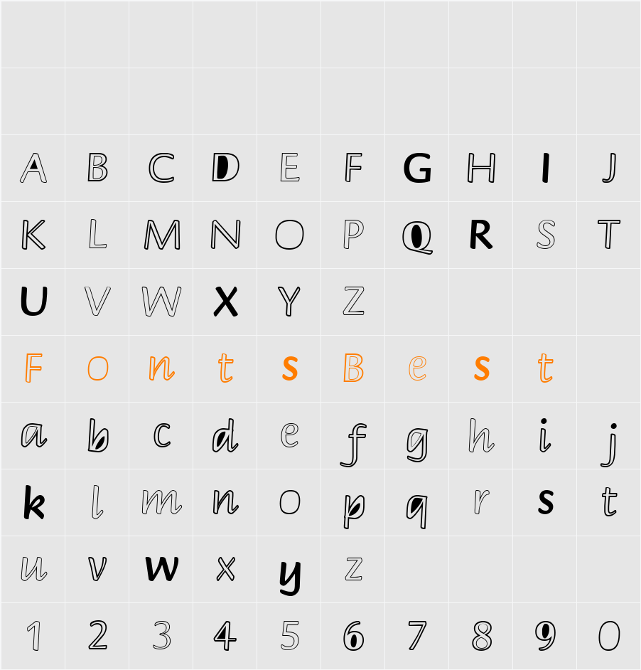 Peekaboo2 Character Map