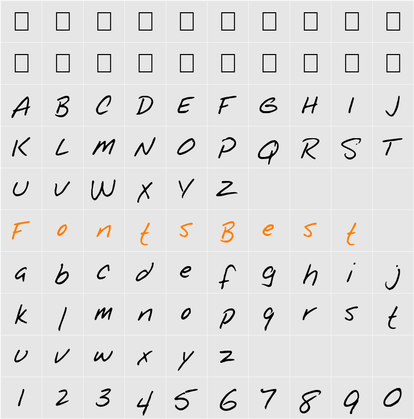 FZ HAND 25 Character Map