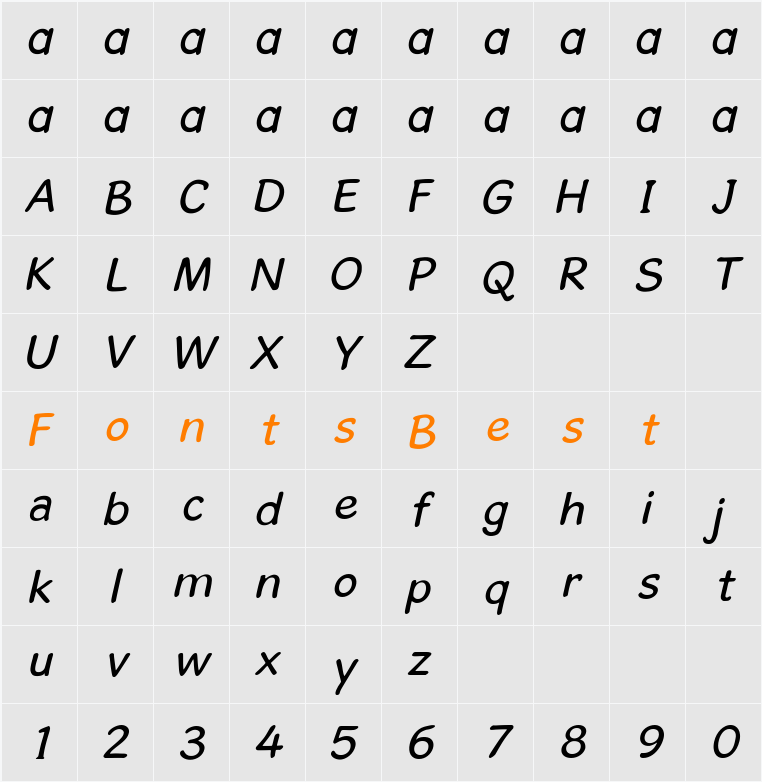 GosmickSans Character Map
