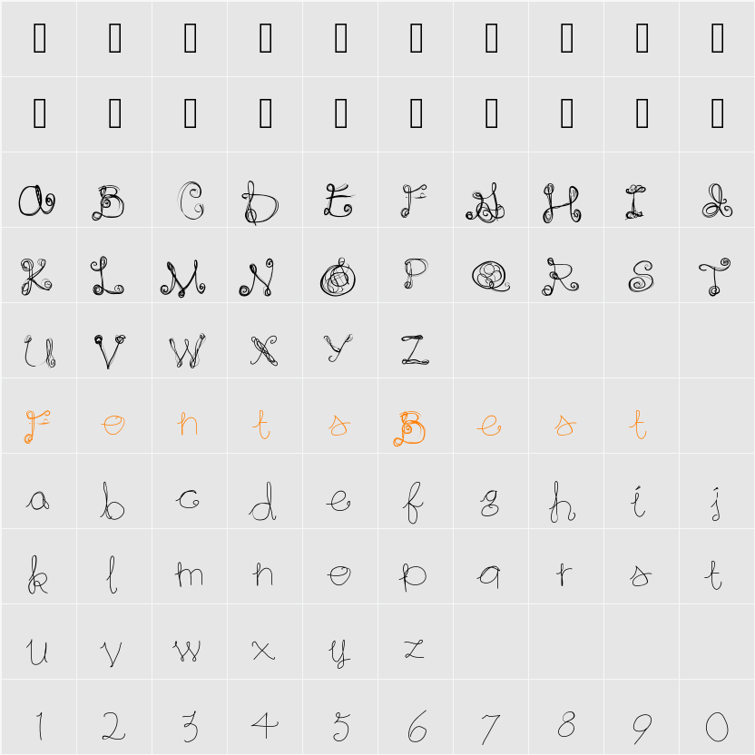 RainingInWhite Character Map